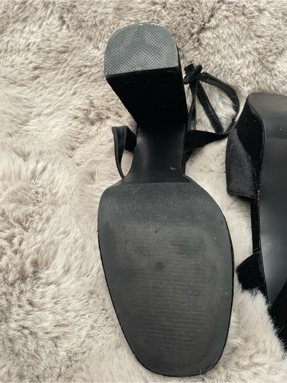 Lulu's Black Velvet Platform Block Heels with Ankle Tie size 8 to 9 worn once!